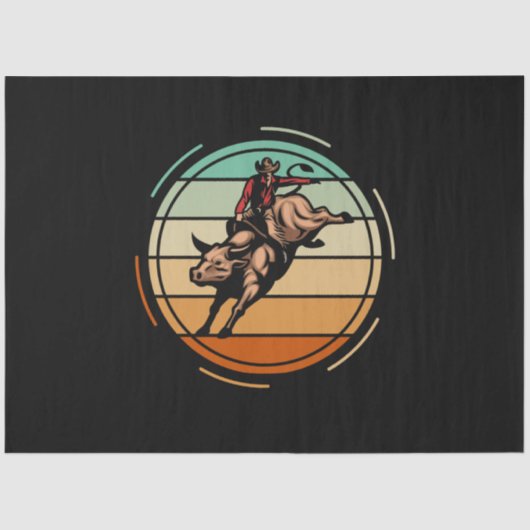 Bull Riding Rodeo Rider Cowboy Westerne Vintage Tissuepapier (Voorkant)