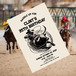 Bull Riding Rodeo Uitnodiging, Cowboy verjaardag Kaart