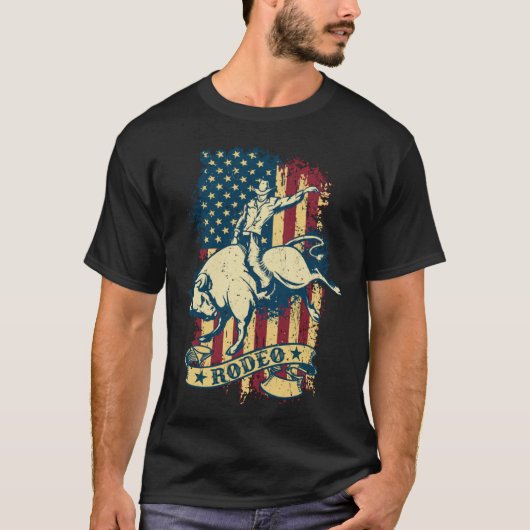 Bull Riding Rodeo  Verdrietig USA Bull Ride T-shirt (Voorkant)