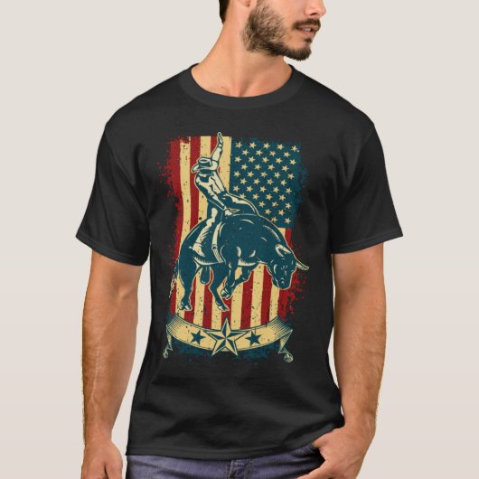 Bull Riding Rodeo  Verdrietig USA Bull Ride T-shirt (Voorkant)