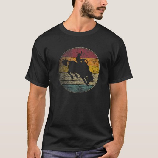 Bull Riding Rodeo  Verdrukte Retro 70S 80S T-shirt (Voorkant)