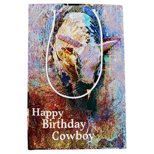 Bull Riding Rodeo Western Theme Party Medium Cadeauzakje (Voorkant)