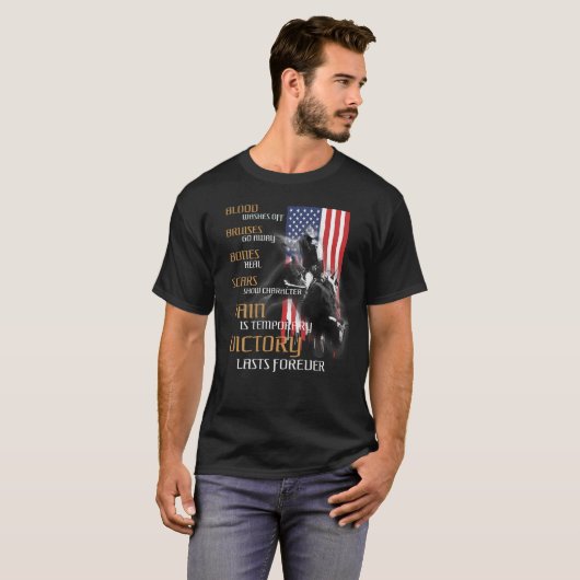 Bull Riding Texas Rider America USA Vlag ONTWERP O T-shirt (Voorkant volledig)