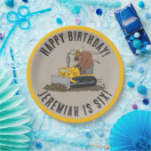 Bull rijden bulldozer verjaardag gepersonaliseerd papieren bordje (Feest)