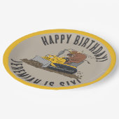 Bull rijden bulldozer verjaardag gepersonaliseerd papieren bordje (Gekanteld)