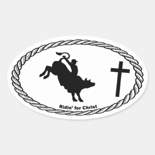 Bull rijden cross euro stijl ovale sticker (Voorkant)