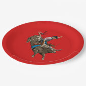 Bull rijden rodeo cowboy papieren bordje (Gekanteld)