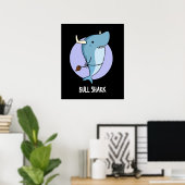 Bull Shark Funny Animal Shark Pun Dark BG Poster (Thuiskantoor)