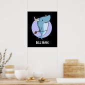 Bull Shark Funny Animal Shark Pun Dark BG Poster (Keuken)