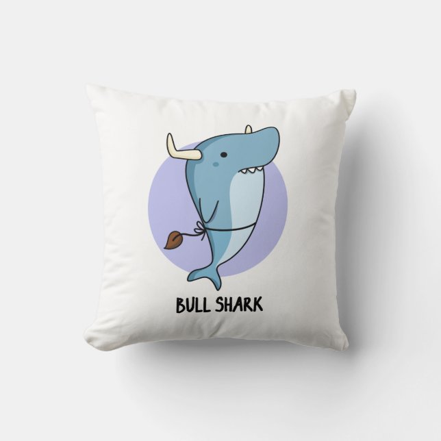 Bull Shark Funny Animal Shark Pun Kussen (Voorkant)