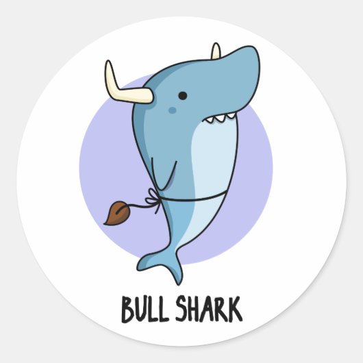 Bull Shark Funny Animal Shark Pun Ronde Sticker (Voorkant)