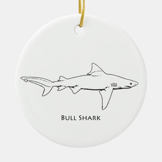 Bull Shark (lijnkunst) Keramisch Ornament (Voorkant)