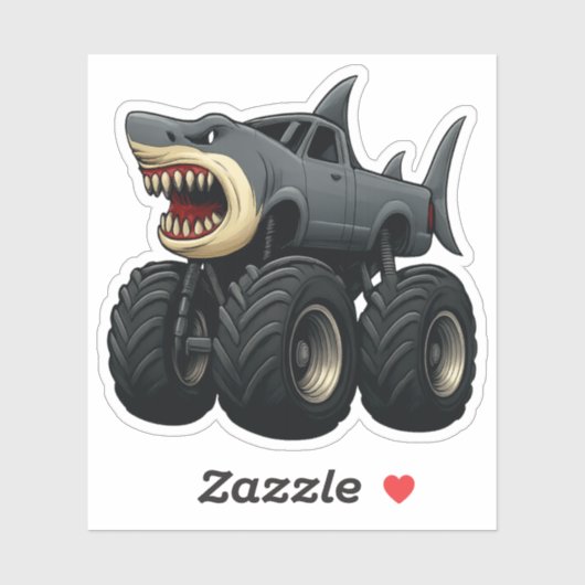 Bull Shark Monster Truck  Sticker (Vel)