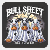 Bull Sheet Grappige stieren Halloween Vierkante Sticker (Voorkant)