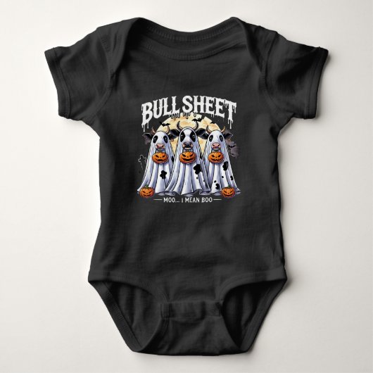 Bull Sheet Moo Grappige stieren Gelukkig Halloween Romper (Voorkant)