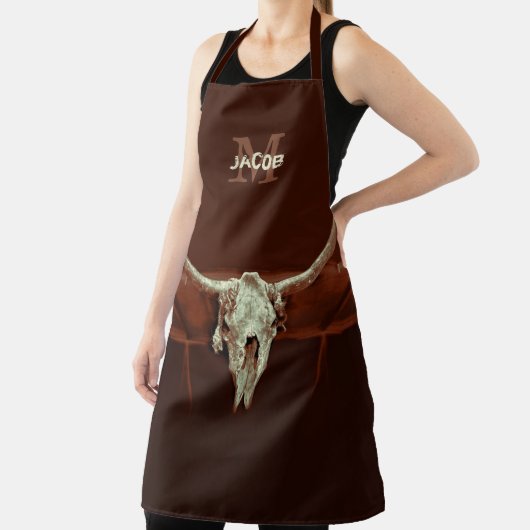 Bull Skull Brown Country Monogram Rustisch Western Schort (Insitu)