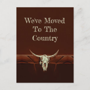 Bull Skull Brown Country Western Style Moving Briefkaart