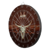 Bull Skull Brown Land Rustisch Western Monogram Dartbord (Voorkant Rechts)