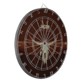 Bull Skull Brown Land Rustisch Western Monogram Dartbord (Voorkant Links)