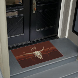 Bull Skull Brown Monogram Rustisch Western Land Deurmat