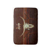 Bull Skull Brown Monogram Western Land Rustisch Badmat (Voorkant Verticaal)