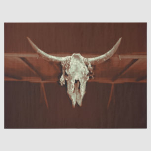Bull Skull Brown Rustic Land Western Boerderij Tissuepapier