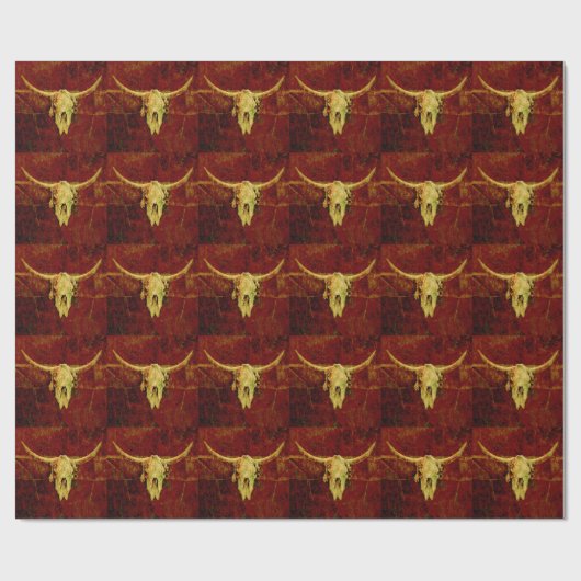 Bull Skull Brown Western Land Rustin Pattern Cadeaupapier (Vlak)