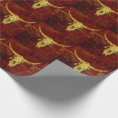 Bull Skull Brown Western Land Rustin Pattern Cadeaupapier (Hoek)