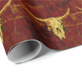 Bull Skull Brown Western Land Rustin Pattern Cadeaupapier (Rol Hoek)