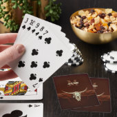 Bull Skull Brown Wild West Monogram Western Pokerkaarten (Insitu)