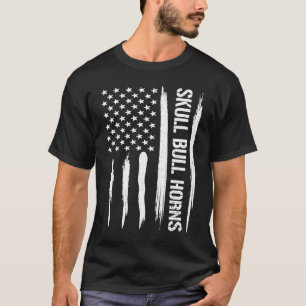 Bull Skull Bull Horns American Flag Gezegden T-shirt