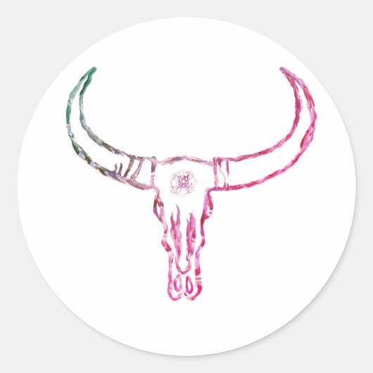 Bull Skull Copper GoldSticker Ronde Sticker (Voorkant)