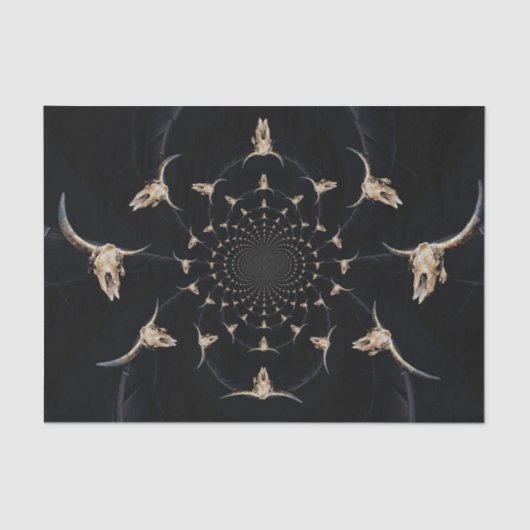 Bull Skull Cowboy Abstract Bruin Land  Tissuepapier (Voorkant)