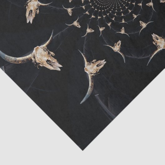 Bull Skull Cowboy Abstract Bruin Land  Tissuepapier (Detail)