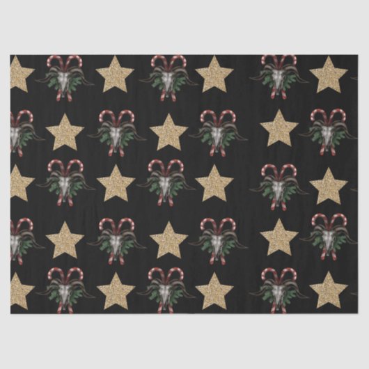 Bull Skull en Candy Cane Tissue Paper Tissuepapier (Voorkant)