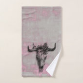 Bull Skull en Roos Rustic Pink Grey Bad Handdoek (Handdoek)