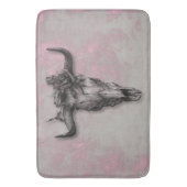 Bull Skull en Roos Rustic Pink Grey Badmat (Voorkant Verticaal)