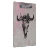 Bull Skull en Roos Rustic Pink Grey Klembord (Rechts)