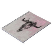 Bull Skull en Roos Rustic Pink Grey Notitieboek (Linkerzijde)