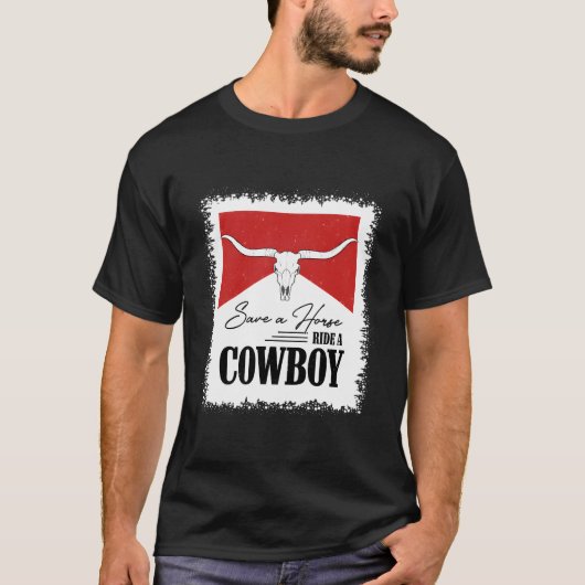 Bull Skull gebleekt Save A Horse Ride A Co T-shirt (Voorkant)