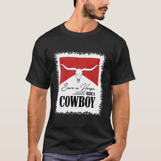 Bull Skull gebleekt Save A Horse Ride A Co T-shirt (Voorkant)