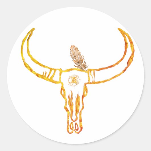 Bull Skull Gold, Feather Sticker (Voorkant)