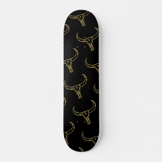Bull Skull Gold Schaats Persoonlijk Skateboard (Voorkant)