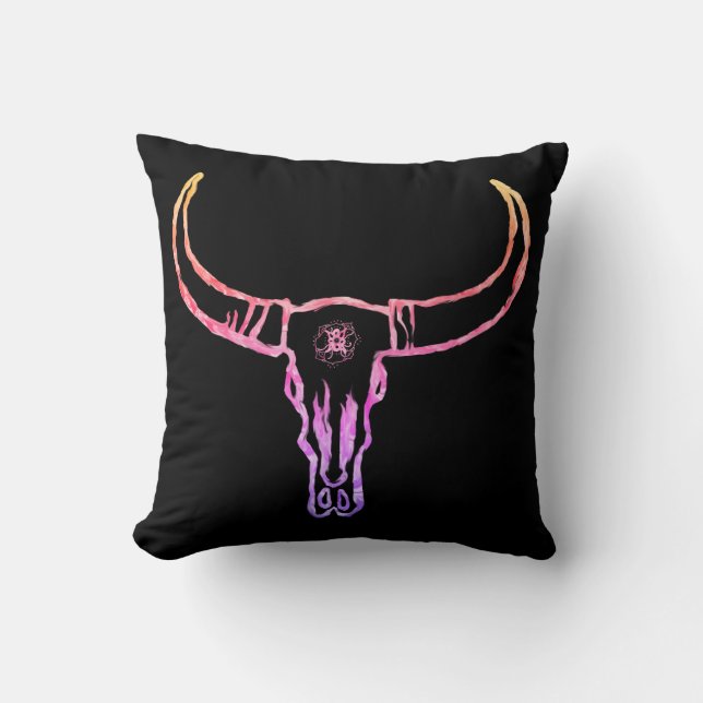 Bull Skull Gold Throw Cushion Kussen (Voorkant)