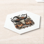 Bull Skull Halloween Koe Kartonnen Onderzetters (Schuin)