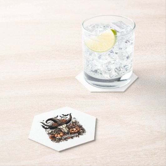 Bull Skull Halloween Koe Kartonnen Onderzetters (Insitu)