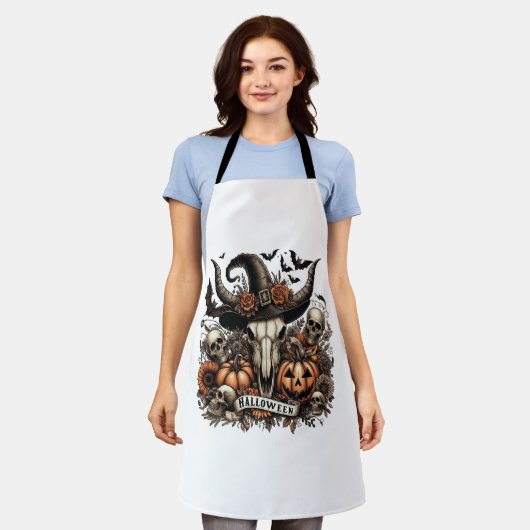 Bull Skull Halloween Koe Schort (Gedragen)