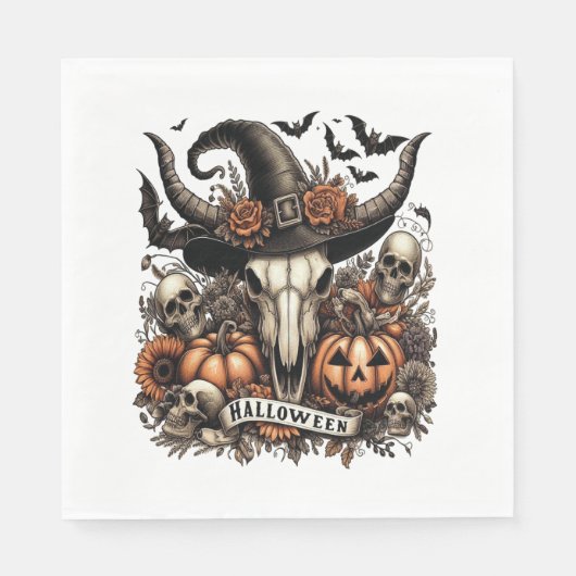 Bull Skull Halloween Koe Servet (Voorkant)
