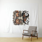 Bull Skull Halloween Koe Wandkleed (In Situ (horizontaal))
