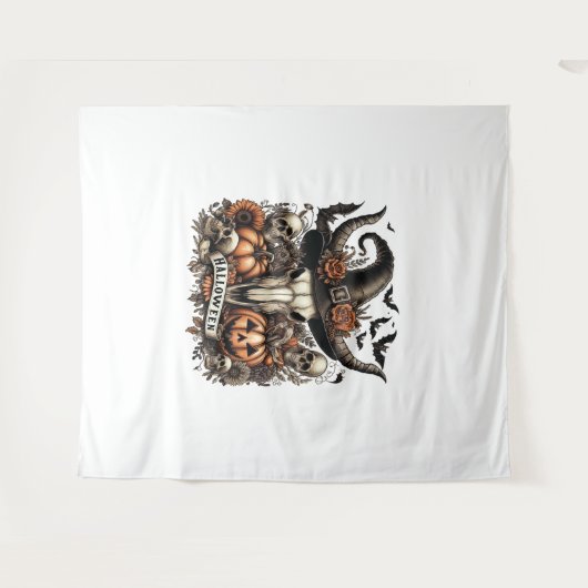 Bull Skull Halloween Koe Wandkleed (Voorkant (horizontaal))